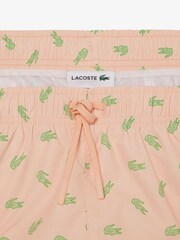 Lacoste Pink Mid Length Crocodile Print Swim Shorts - Image 8 of 9