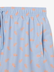 Lacoste Blue Mid Length Crocodile Print Swim Shorts - Image 6 of 9