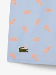 Lacoste Blue Mid Length Crocodile Print Swim Shorts - Image 7 of 9