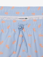 Lacoste Blue Mid Length Crocodile Print Swim Shorts - Image 8 of 9
