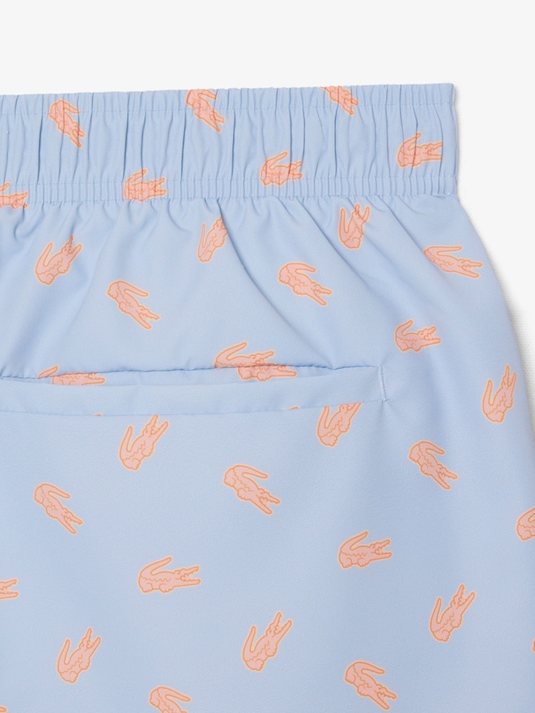 Lacoste Blue Mid Length Crocodile Print Swim Shorts - Image 9 of 9