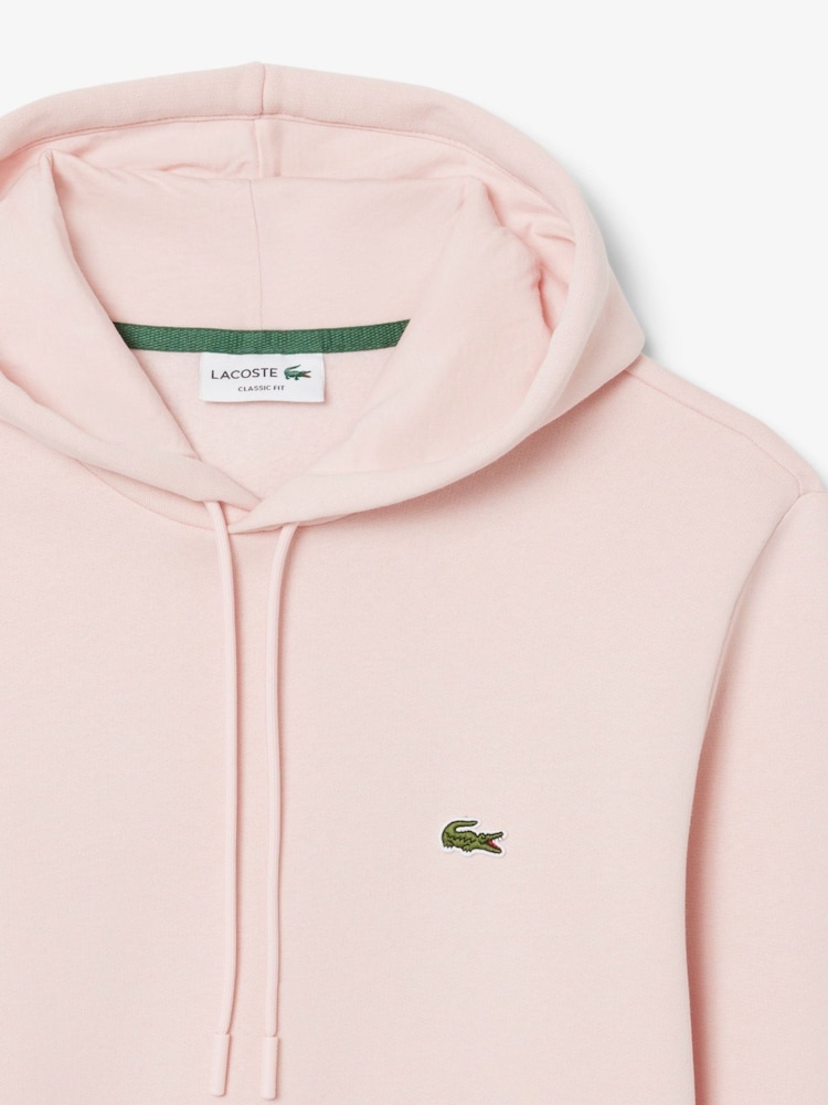 Lacoste Pink Brushed Fleece Hoodie - Image 4 of 4