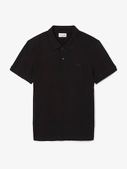 Lacoste Black Regular Fit Ribbed Cotton Polo Shirt - Image 1 of 3