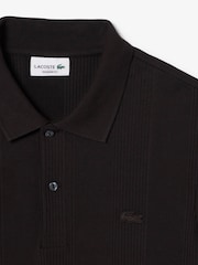 Lacoste Black Regular Fit Ribbed Cotton Polo Shirt - Image 7 of 8