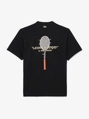 Lacoste Black Classic Fit Back Print and Embroidery Detail T-Shirt - Image 7 of 10