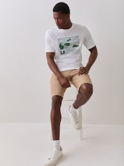 Lacoste White Classic Fit Printed Cotton T-Shirt - Image 2 of 9