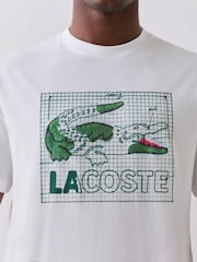 Lacoste White Classic Fit Printed Cotton T-Shirt - Image 4 of 9