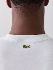 Lacoste White Classic Fit Printed Cotton T-Shirt - Image 5 of 9