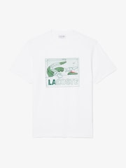 Lacoste White Classic Fit Printed Cotton T-Shirt - Image 6 of 9