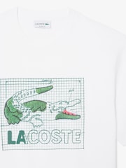 Lacoste White Classic Fit Printed Cotton T-Shirt - Image 9 of 9