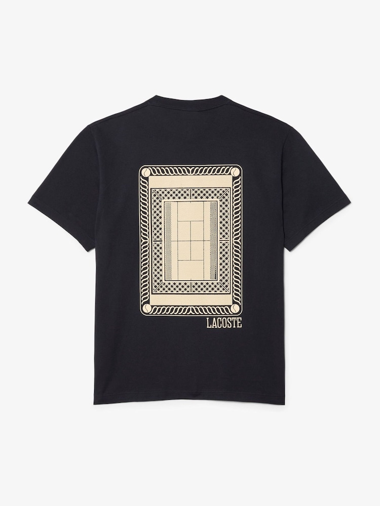 Lacoste Black Classic Fit Back Print Heavy Cotton T-Shirt - Image 1 of 4