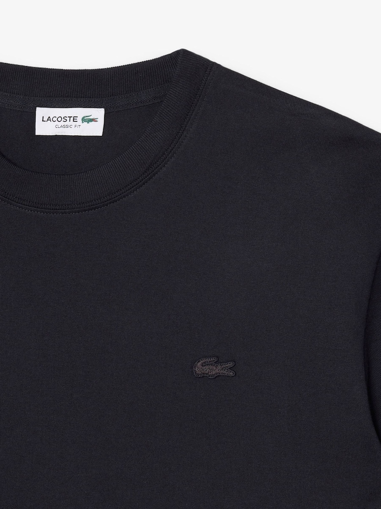 Lacoste Black Classic Fit Back Print Heavy Cotton T-Shirt - Image 4 of 4