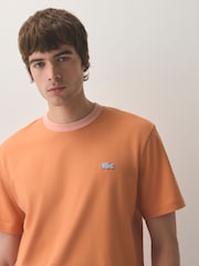Lacoste Orange Classic Fit Colorblock Cotton T-Shirt - Image 4 of 8
