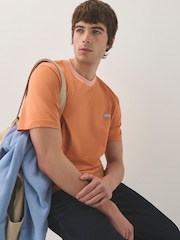 Lacoste Orange Classic Fit Colorblock Cotton T-Shirt - Image 5 of 8