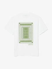 Lacoste White Classic Fit Back Print Heavy Cotton T-Shirt - Image 1 of 4