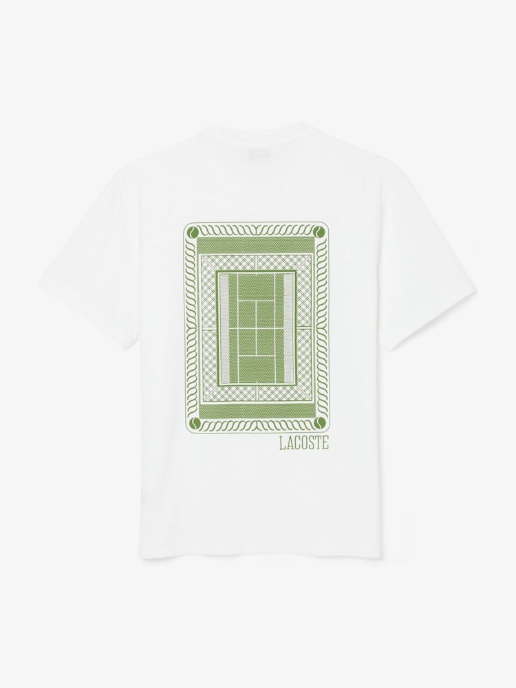 Lacoste White Classic Fit Back Print Heavy Cotton T-Shirt - Image 1 of 4