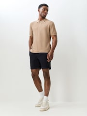 Lacoste Cream Fine Knit Moss Stitch Cotton Polo Collar Sweater - Image 2 of 5