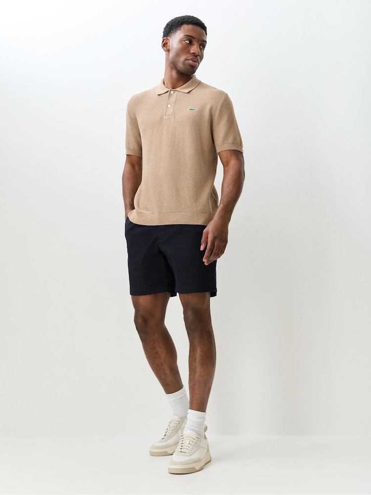 Lacoste Cream Fine Knit Moss Stitch Cotton Polo Collar Sweater - Image 2 of 5
