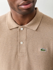 Lacoste Cream Fine Knit Moss Stitch Cotton Polo Collar Sweater - Image 4 of 5