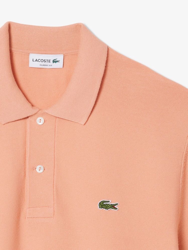 Lacoste Orange Fine Knit Moss Stitch Cotton Polo Collar Polo Shirt - Image 2 of 3