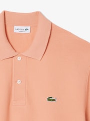 Lacoste Orange Fine Knit Moss Stitch Cotton Polo Collar Polo Shirt - Image 6 of 7