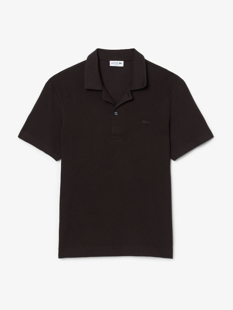 Lacoste Brown Jersey Open Neck Polo Shirt - Image 1 of 4