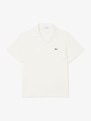 Lacoste White Classic Fit Open Neck Cotton Linen Blend Polo Shirt - Image 1 of 3