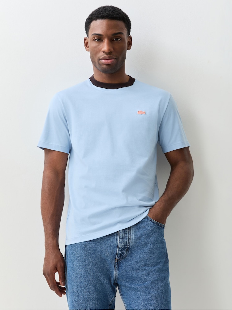 Lacoste Blue Classic Fit Colorblock Cotton T-Shirt - Image 1 of 7