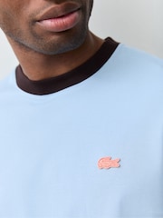 Lacoste Blue Classic Fit Colorblock Cotton T-Shirt - Image 4 of 7