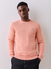 Lacoste Pink Monochrome Cotton Jersey Crew Neck Sweater - Image 2 of 4
