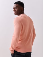 Lacoste Pink Monochrome Cotton Jersey Crew Neck Sweater - Image 3 of 4