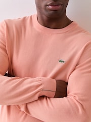 Lacoste Pink Monochrome Cotton Jersey Crew Neck Sweater - Image 4 of 4