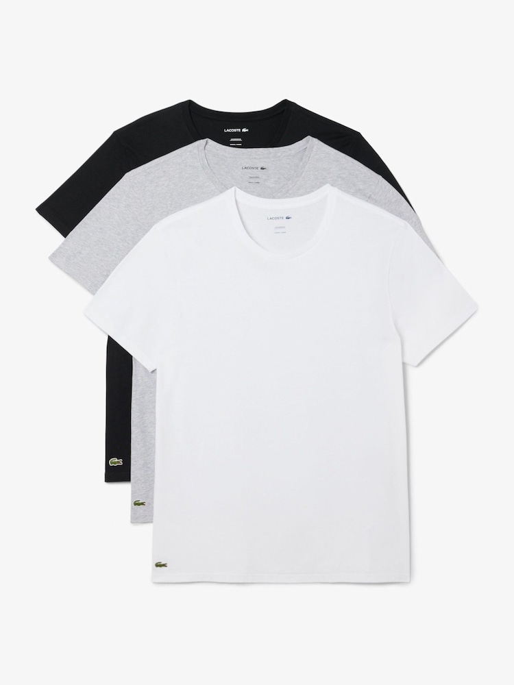 Lacoste White Regular Fit Cotton Crew Neck T-Shirts 3 Pack - Image 1 of 2