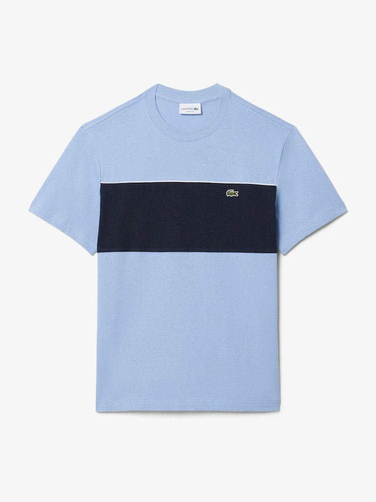 Lacoste Blue Classic Fit Colourblock Cotton T-Shirt - Image 1 of 3