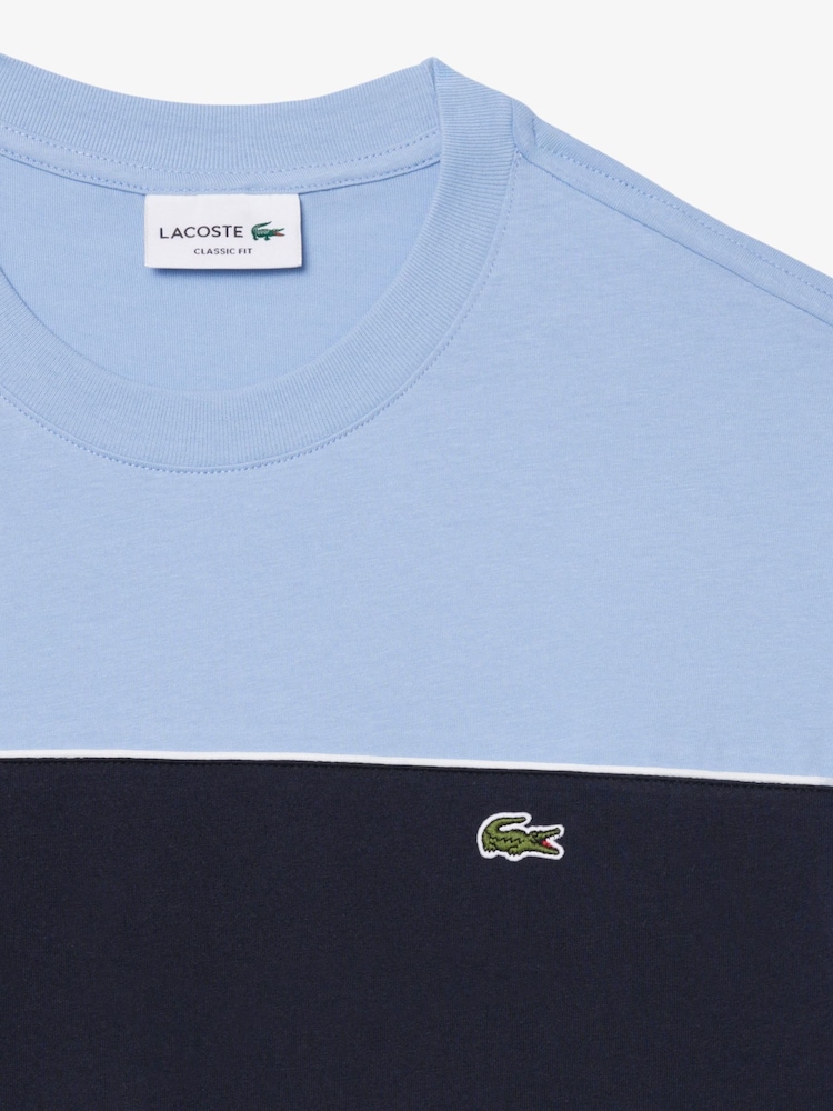 Lacoste Blue Classic Fit Colourblock Cotton T-Shirt - Image 3 of 3
