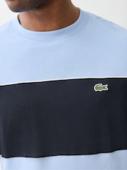 Lacoste Blue Classic Fit Colourblock Cotton T-Shirt - Image 4 of 7