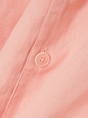Lacoste Pink Relaxed Fit Short Sleeved Linen Shirt - Image 3 of 3
