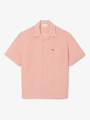 Lacoste Pink Relaxed Fit Short Sleeved Linen Shirt - Image 5 of 7