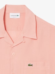 Lacoste Pink Relaxed Fit Short Sleeved Linen Shirt - Image 6 of 7