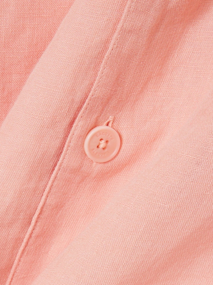 Lacoste Pink Relaxed Fit Short Sleeved Linen Shirt - Image 7 of 7