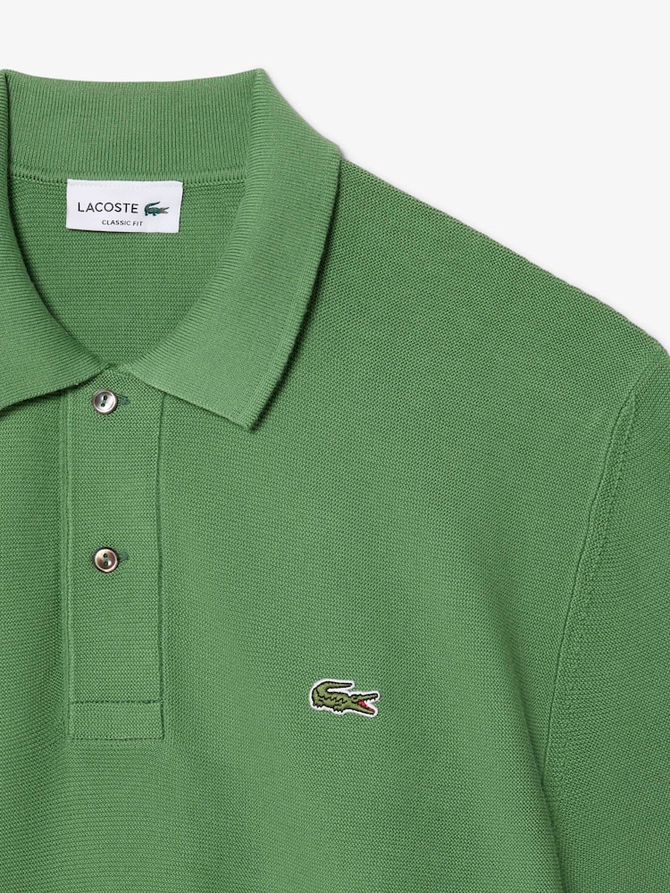 Lacoste Green Fine Knit Moss Stitch Cotton Polo Collar Sweater - Image 2 of 3