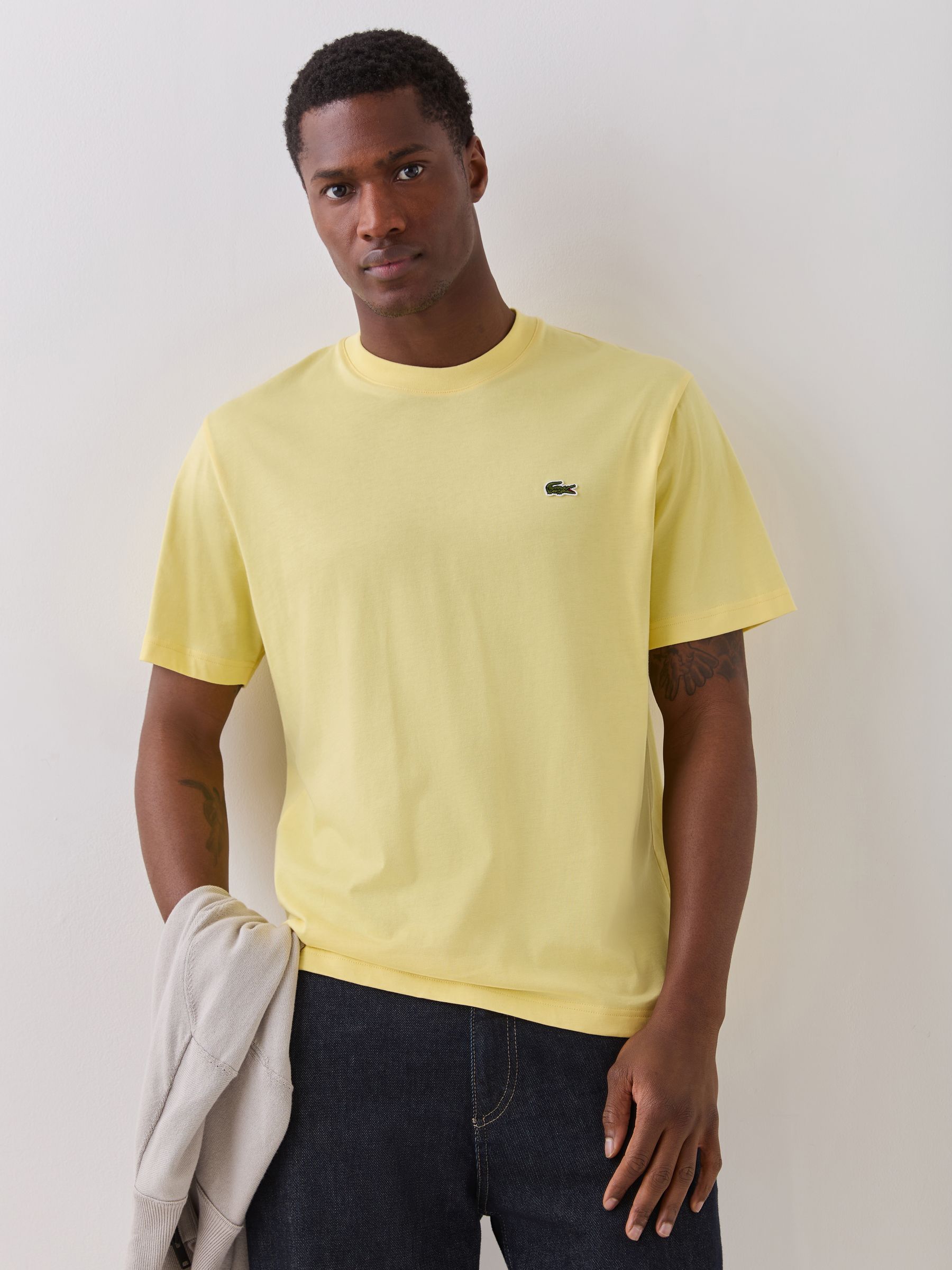 Buy Lacoste Yellow Midweight Relaxed Fit Jersey Cotton T-Shirt