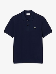 Lacoste Blue Fine Knit Moss Stitch Cotton Polo Collar Polo Shirt - Image 5 of 7