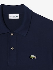 Lacoste Blue Fine Knit Moss Stitch Cotton Polo Collar Polo Shirt - Image 7 of 7