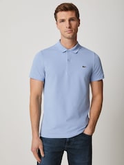 Lacoste Aqua Blue Regular Fit Cotton Blend Ottoman Polo Shirt - Image 1 of 7