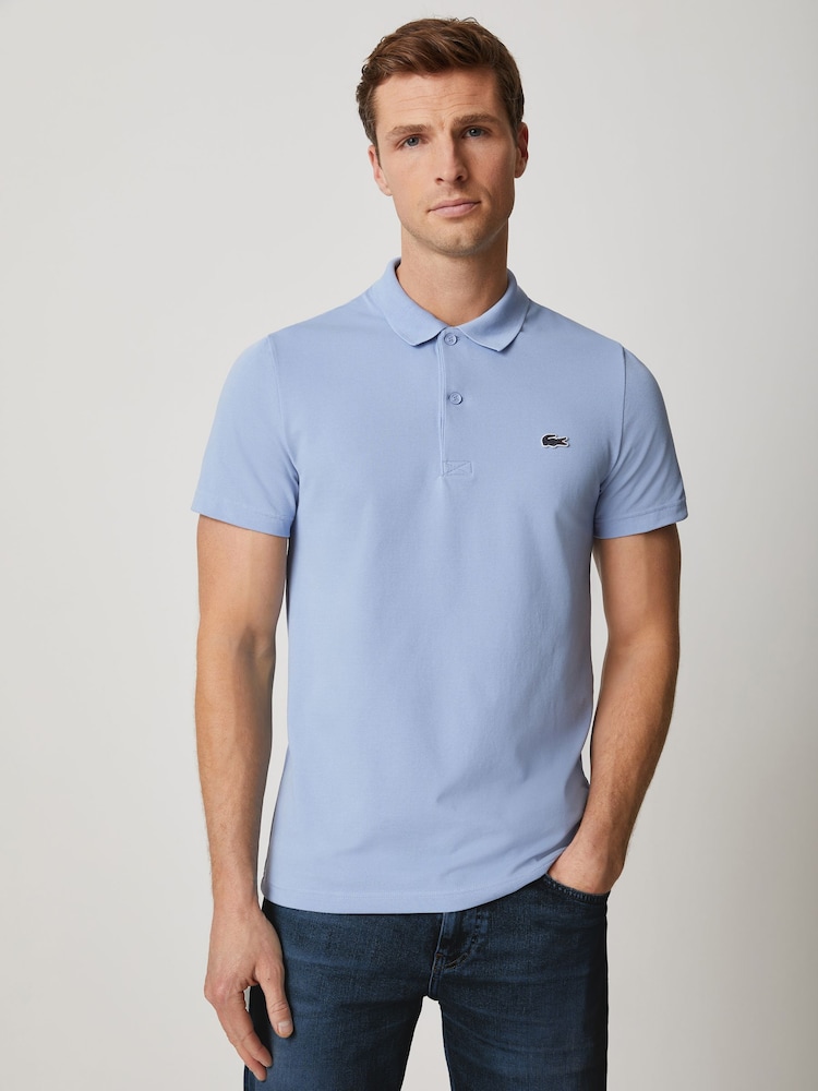 Lacoste Aqua Blue Regular Fit Cotton Blend Ottoman Polo Shirt - Image 1 of 7