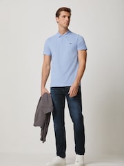 Lacoste Aqua Blue Regular Fit Cotton Blend Ottoman Polo Shirt - Image 2 of 7