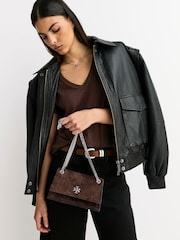 Tory Burch Dark Cocoa Kira Chevron Small Convertible Shoulder Bag - Image 3 of 5