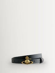 Vivienne Westwood Black Small Orb Buckle Brass Belt - Image 1 of 3