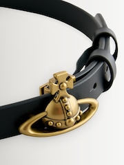 Vivienne Westwood Black Small Orb Buckle Brass Belt - Image 3 of 3